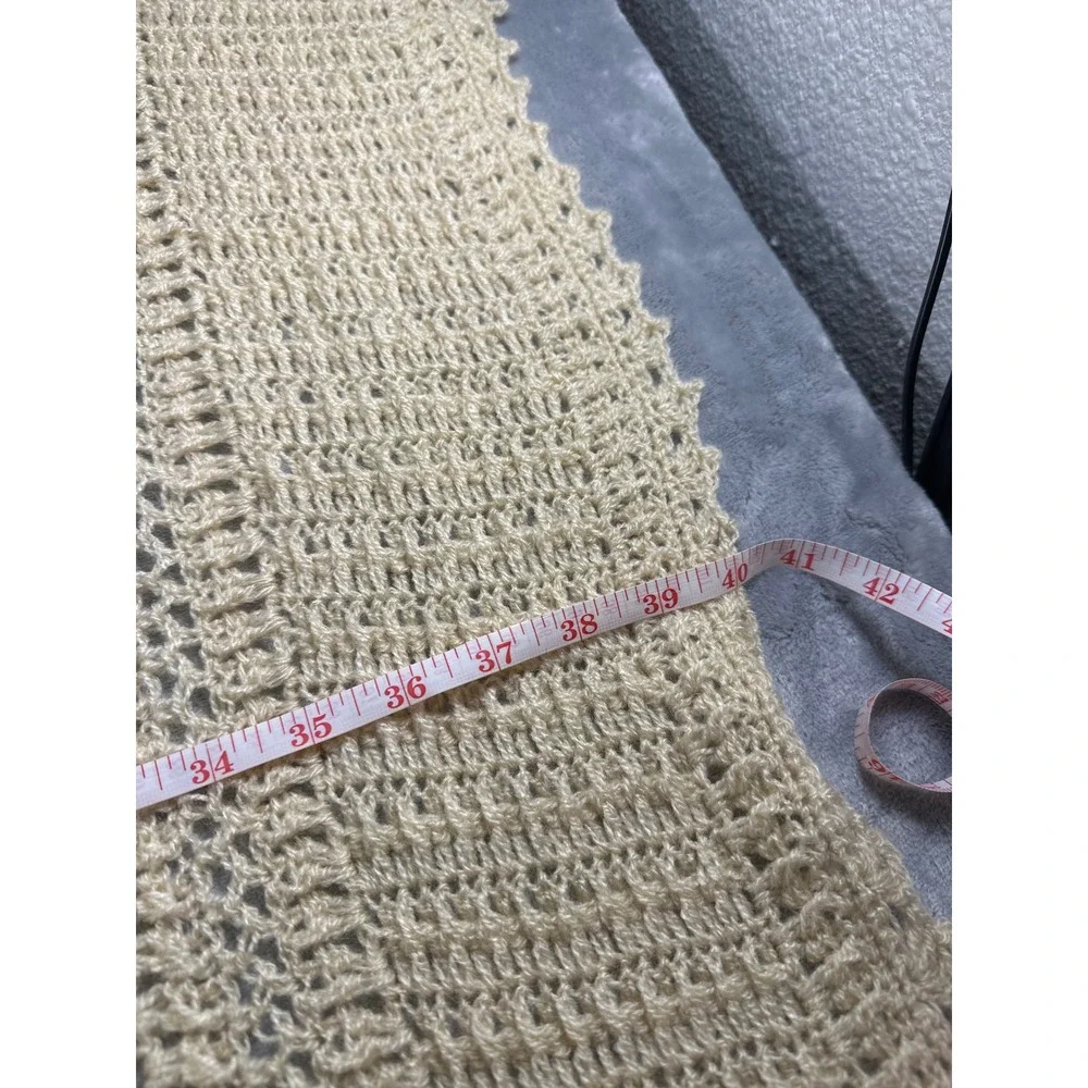Handmade Crochet Blanket Cream‎ Green Granny Square Throw Cozy